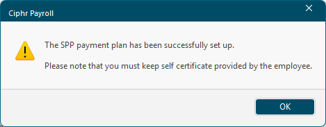 Confirmation that the OSPP payment plan has been set up