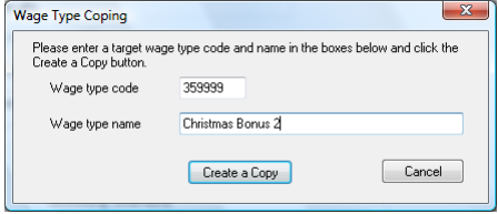 Confirmation showing the new copied wage type has been created and is available in the wage type list