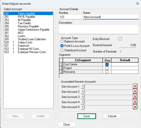 New nominal account entry form