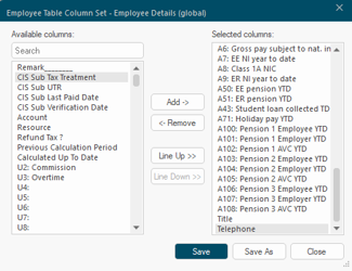 Employee Entry Tables list with the Edit button highlighted