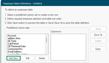 Employee Entry Table now showing the newly added column included in the grid