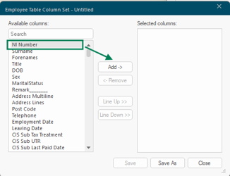 Employee Entry Tables dialog with the New button highlighted to create a new table