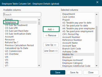 Employee Entry Table with the Update button highlighted to save changes