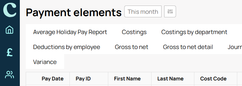 Payment elements